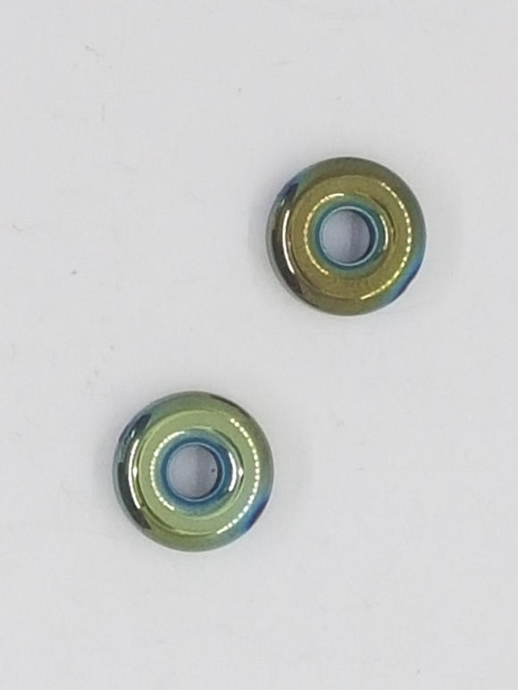 10X3MM DONUT - NON MAGNETIC HEMATITE - ELECTRO - BLUE/GREEN
