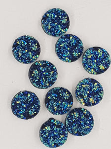 CABOCHON - 12MM RESIN DRUZY CABOCHON - DARK TURQUOISE