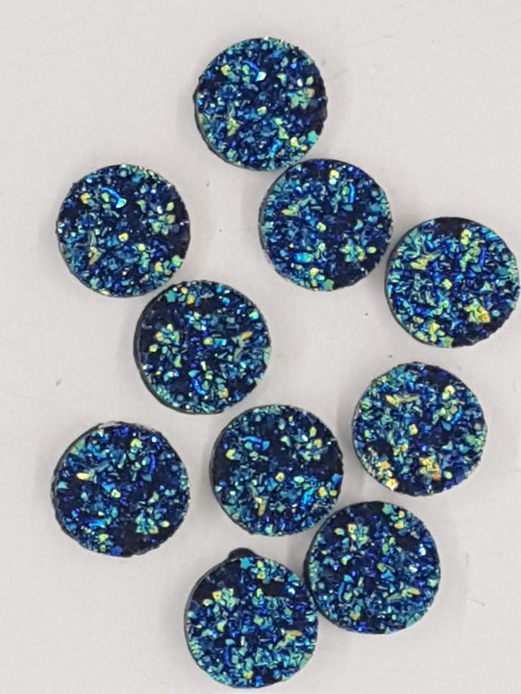 CABOCHON - 12MM RESIN DRUZY CABOCHON - DARK TURQUOISE