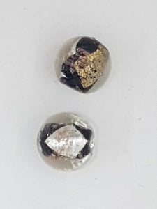12MM HANDMADE GOLD & SILVER FOIL & GLASS BEADS - BLACK/CLEAR