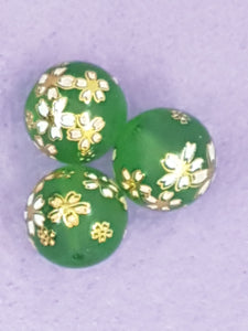 14MM FLOWER PICTURE GLASS BEADS - MIXED FLOWERS - PINK/WHITE