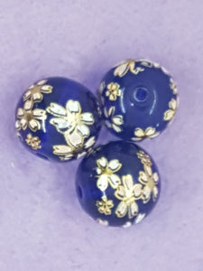 14MM FLOWER PICTURE GLASS BEADS - MIXED FLOWERS - PINK/WHITE