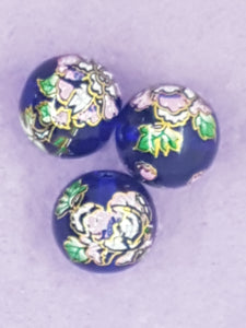 14MM FLOWER PICTURE GLASS BEADS - MIXED FLOWERS - PINK