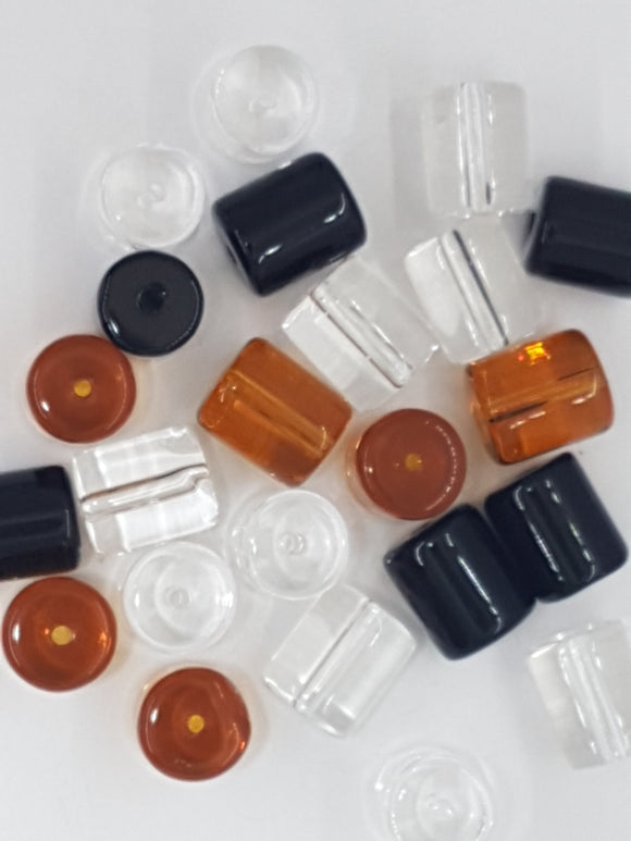 12X10MM COLUMN GLASS BEADS - MIXED