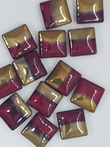 14.5MM SQUARE RED COPPER PLATED GLASS BEADS - RED