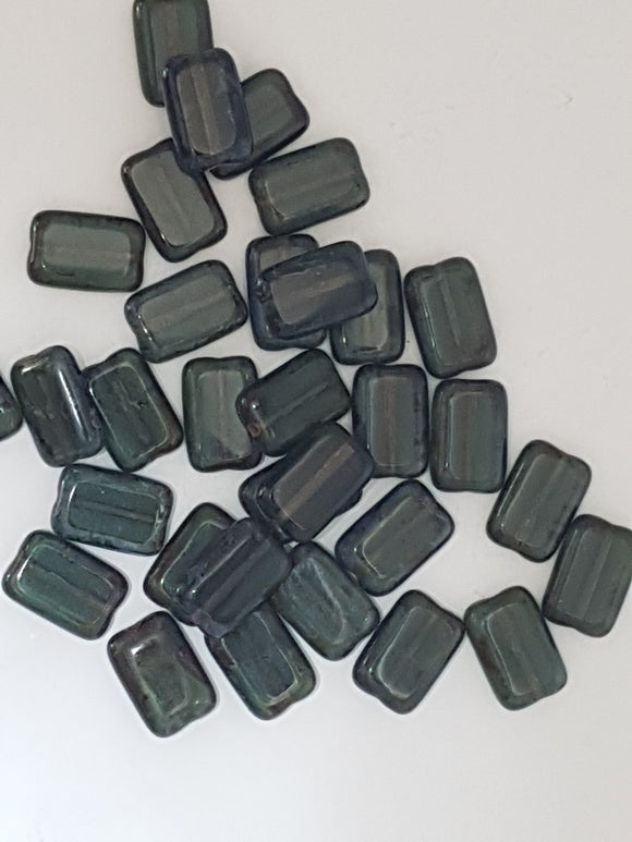 12X8MM CZECH CRYSTAL TABLECUT RECTANGLE BEADS - OLIVINE