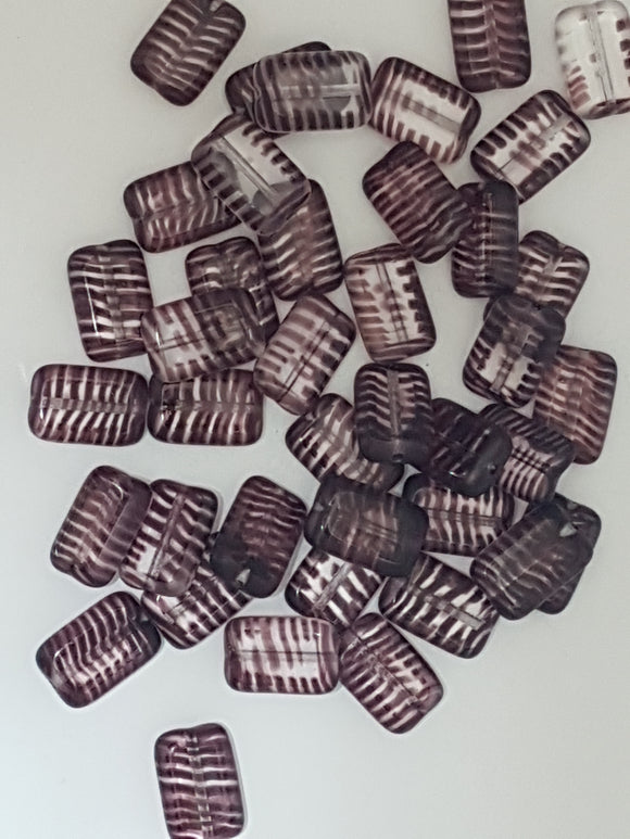 12X8MM CZECH CRYSTAL TABLECUT RECTANGLE BEADS - AMETHYST