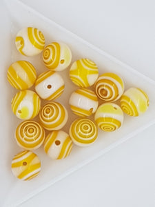 10MM H/MADE LAMPWORK BEADS - ROUND - YELLOW