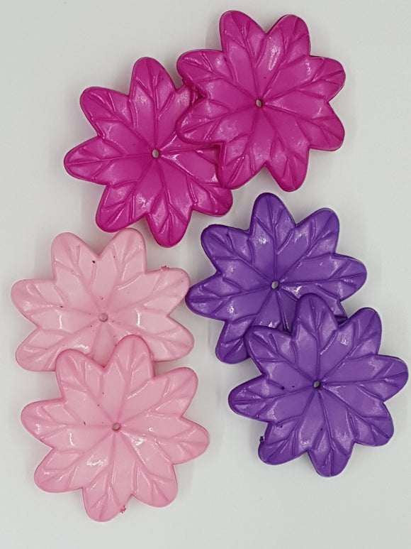 36x36x6.5MM ACRYLIC OPAQUE FLOWERS - 3 COLOUR MIX