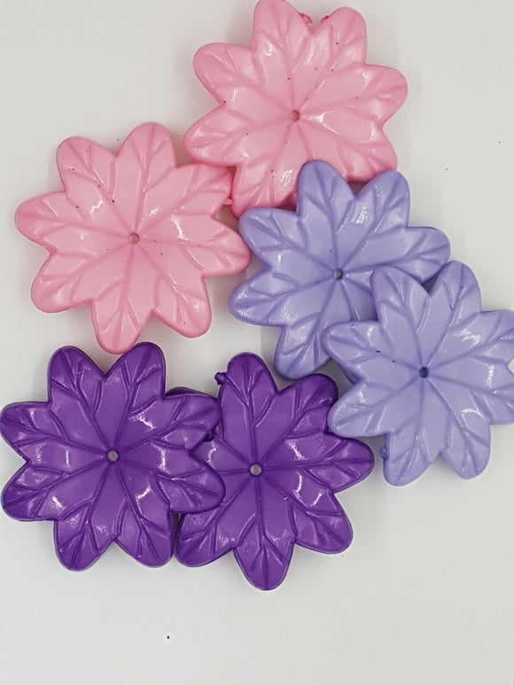 36x36x6.5MM ACRYLIC OPAQUE FLOWERS - 3 COLOUR MIX