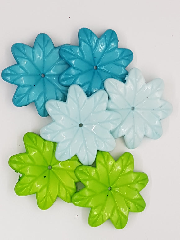 36x36x6.5MM ACRYLIC OPAQUE FLOWERS - 3 COLOUR MIX
