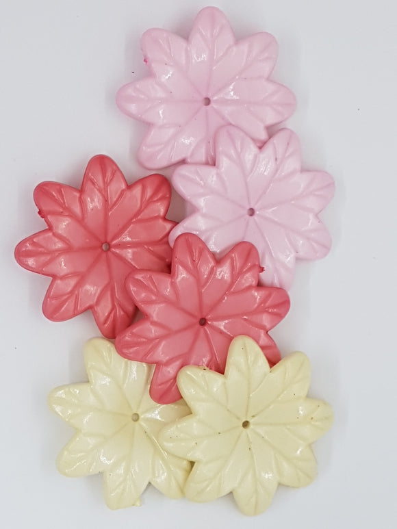 36x36x6.5MM ACRYLIC OPAQUE FLOWERS - 3 COLOUR MIX