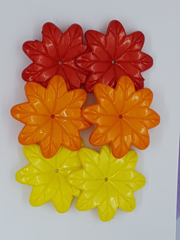 36x36x6.5MM ACRYLIC OPAQUE FLOWERS - 3 COLOUR MIX