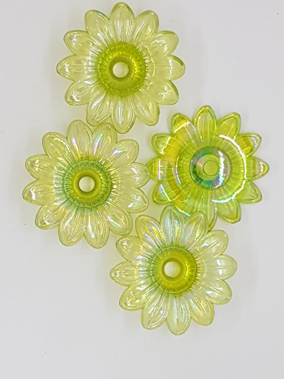 34x34x9MM ACRYLIC TRANSPARENT FLOWERS - GREEN