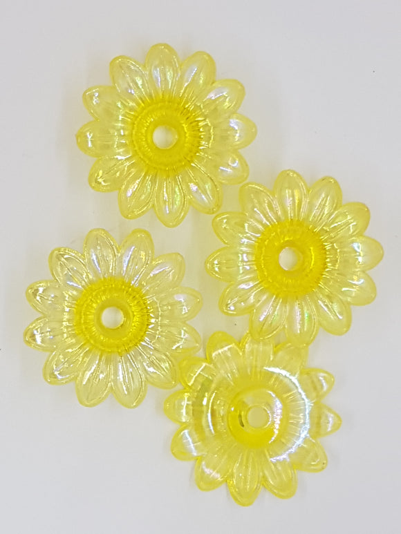 34x34x9MM ACRYLIC TRANSPARENT FLOWERS - YELLOW