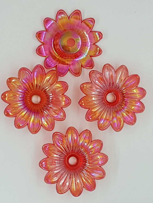 34x34x9MM ACRYLIC TRANSPARENT FLOWERS - RED