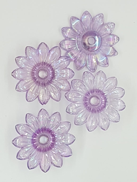 34x34x9MM ACRYLIC TRANSPARENT FLOWERS - LILAC