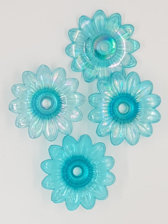 34x34x9MM ACRYLIC TRANSPARENT FLOWERS - AQUA