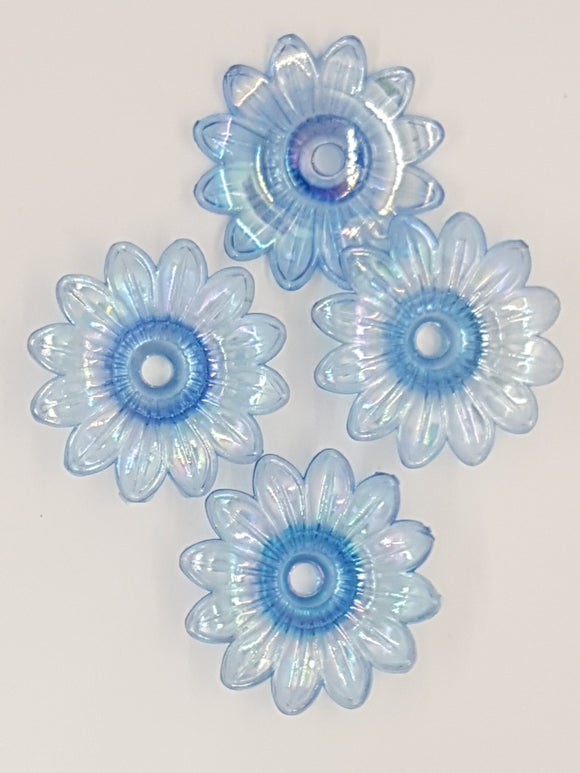 34x34x9MM ACRYLIC TRANSPARENT FLOWERS - DODGER BLUE