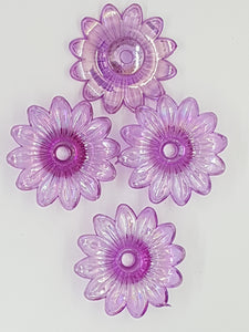 34x34x9MM ACRYLIC TRANSPARENT FLOWERS - PURPLE