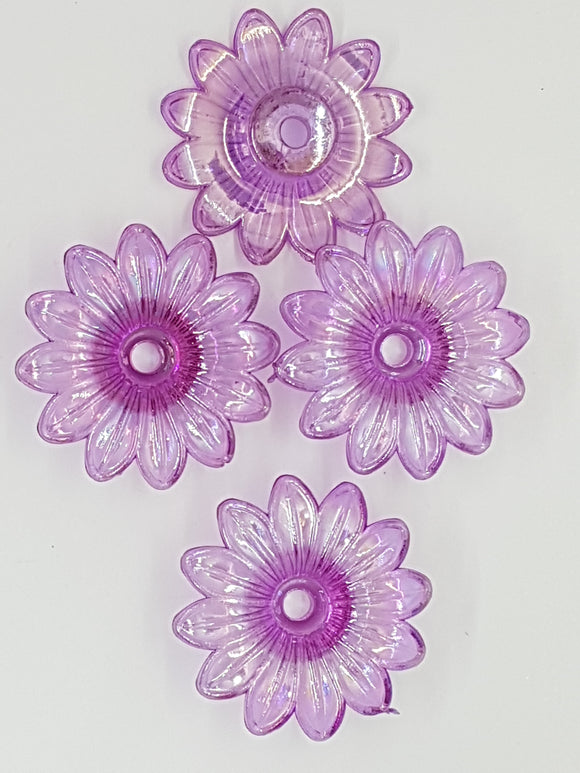 34x34x9MM ACRYLIC TRANSPARENT FLOWERS - PURPLE