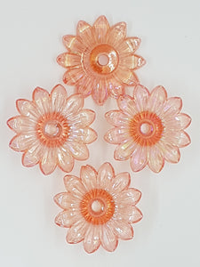 34x34x9MM ACRYLIC TRANSPARENT FLOWERS - DARK ORANGE