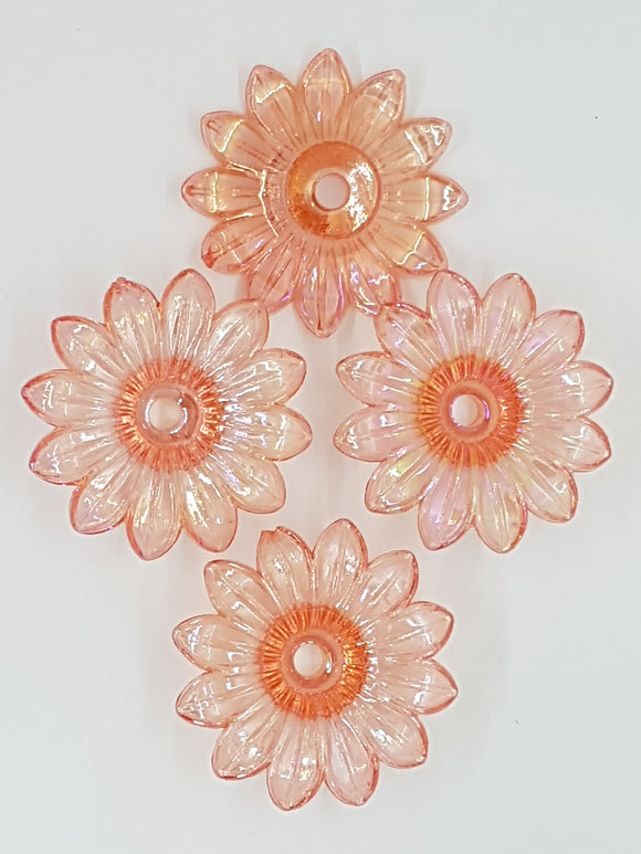 34x34x9MM ACRYLIC TRANSPARENT FLOWERS - DARK ORANGE