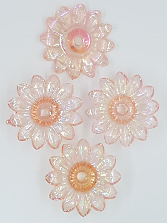 34x34x9MM ACRYLIC TRANSPARENT FLOWERS - LIGHT ORANGE