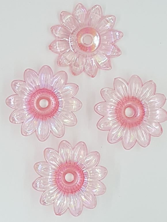 34x34x9MM ACRYLIC TRANSPARENT FLOWERS - PINK