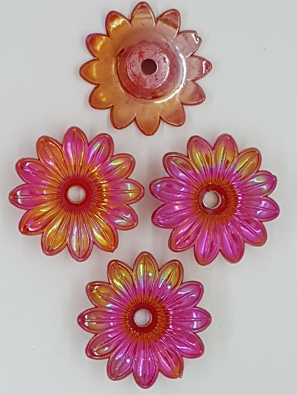 33x9MM ACRYLIC OPAQUE FLOWERS - AB COLOUR - RED