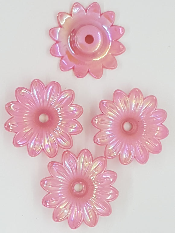 33x9MM ACRYLIC OPAQUE FLOWERS - AB COLOUR - PINK