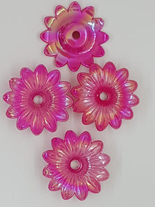 33x9MM ACRYLIC OPAQUE FLOWERS - AB COLOUR - HOT PINK