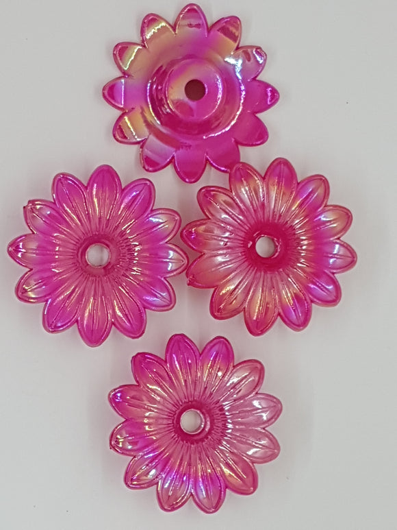 33x9MM ACRYLIC OPAQUE FLOWERS - AB COLOUR - HOT PINK