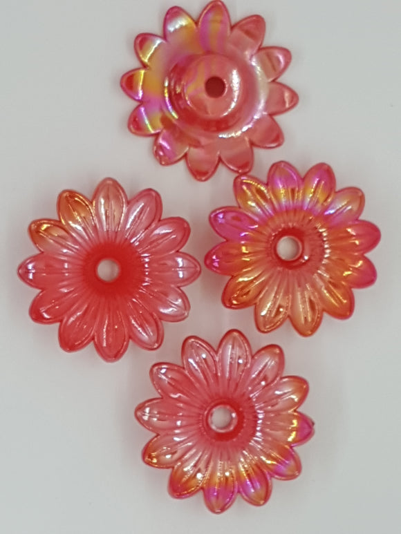 33x9MM ACRYLIC OPAQUE FLOWERS - AB COLOUR - DARK SALMON