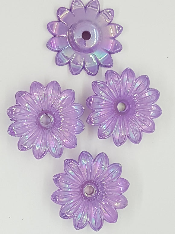 33x9MM ACRYLIC OPAQUE FLOWERS - AB COLOUR - LILAC