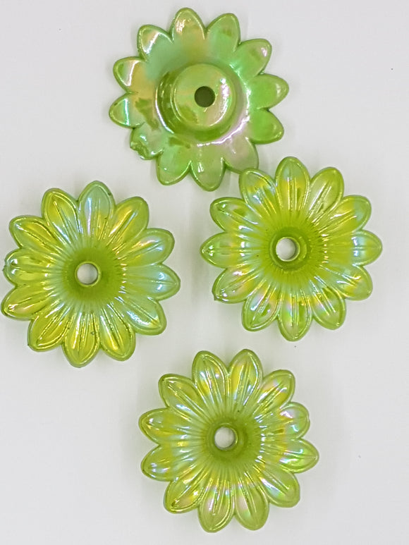 33x9MM ACRYLIC OPAQUE FLOWERS - AB COLOUR - GREEN