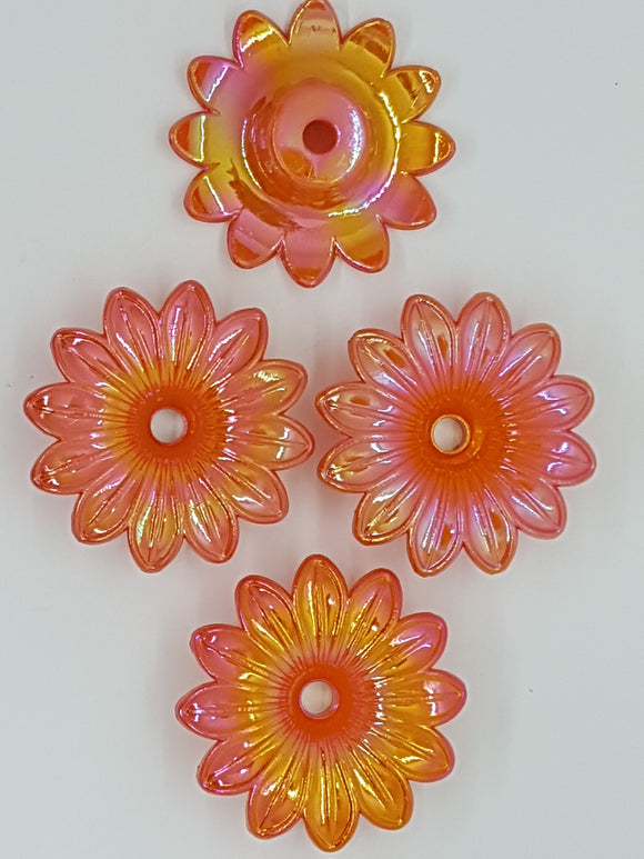 33x9MM ACRYLIC OPAQUE FLOWERS - AB COLOUR - DARK ORANGE