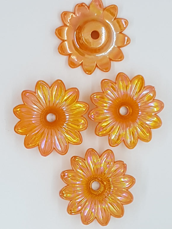 33x9MM ACRYLIC OPAQUE FLOWERS - AB COLOUR - LIGHT ORANGE