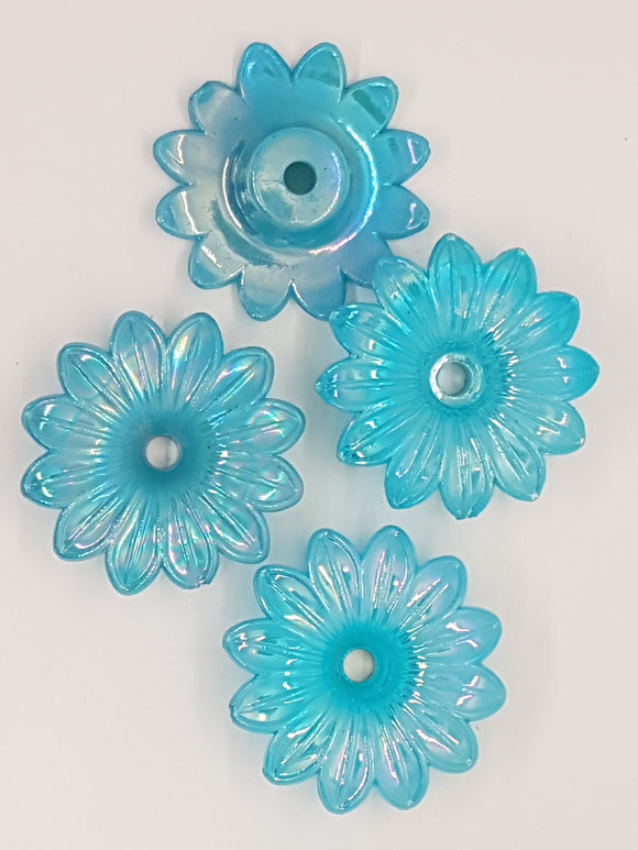 33x9MM ACRYLIC OPAQUE FLOWERS - AB COLOUR - AQUA