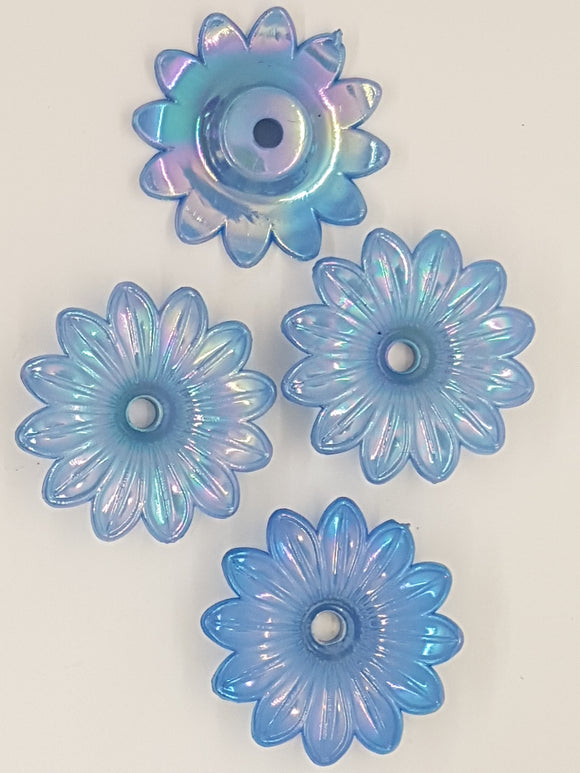 33x9MM ACRYLIC OPAQUE FLOWERS - AB COLOUR - DODGER BLUE