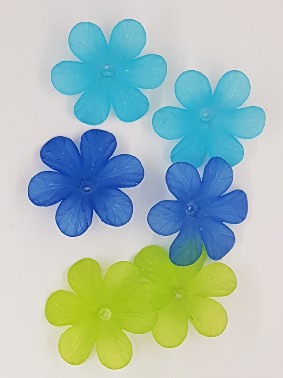 33x8MM ACRYLIC FROSTED FLOWERS - 3 COLOUR MIX