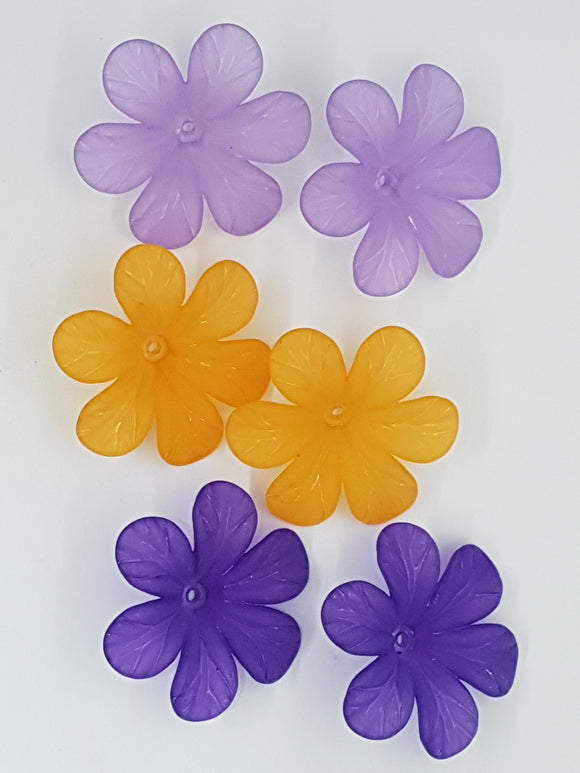 33x8MM ACRYLIC FROSTED FLOWERS - 3 COLOUR MIX