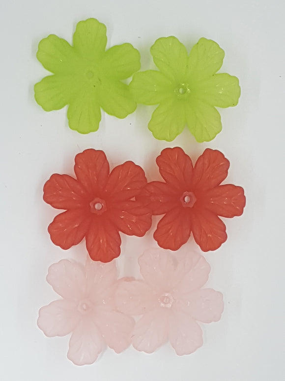 32.5x29.5x8.5MM ACRYLIC FROSTED FLOWERS - 3 COLOUR MIX