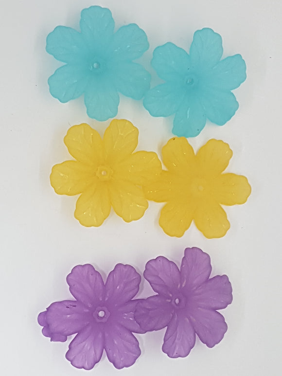 32.5x29.5x8.5MM ACRYLIC FROSTED FLOWERS - 3 COLOUR MIX