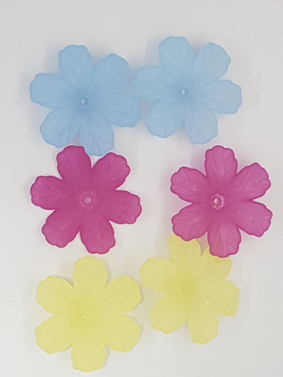 32.5x29.5x8.5MM ACRYLIC FROSTED FLOWERS - 3 COLOUR MIX