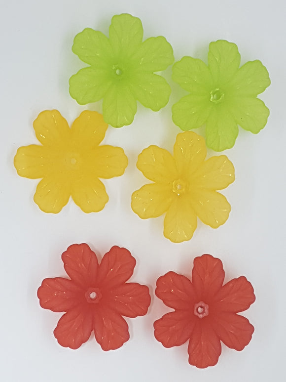 32.5x29.5x8.5MM ACRYLIC FROSTED FLOWERS - 3 COLOUR MIX