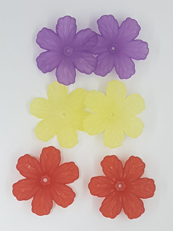32.5x29.5x8.5MM ACRYLIC FROSTED FLOWERS - 3 COLOUR MIX