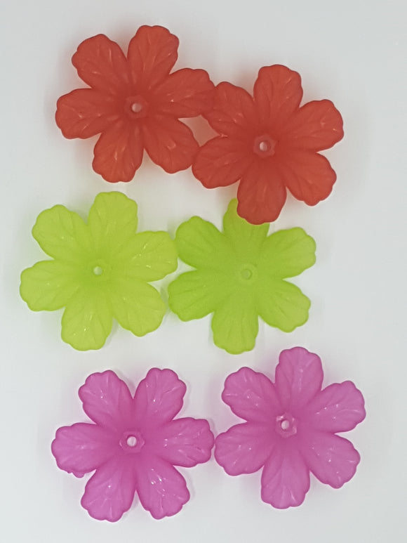 32.5x29.5x8.5MM ACRYLIC FROSTED FLOWERS - 3 COLOUR MIX