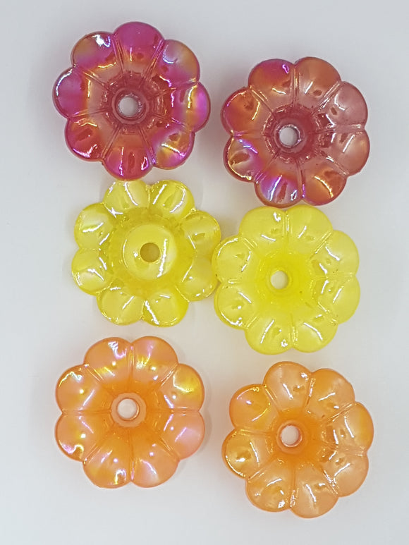 31x31MM ACRYLIC OPAQUE FLOWERS - AB COLOURS - 3 COLOUR MIX
