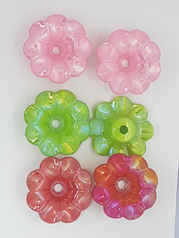 31x31MM ACRYLIC OPAQUE FLOWERS - AB COLOURS - 3 COLOUR MIX